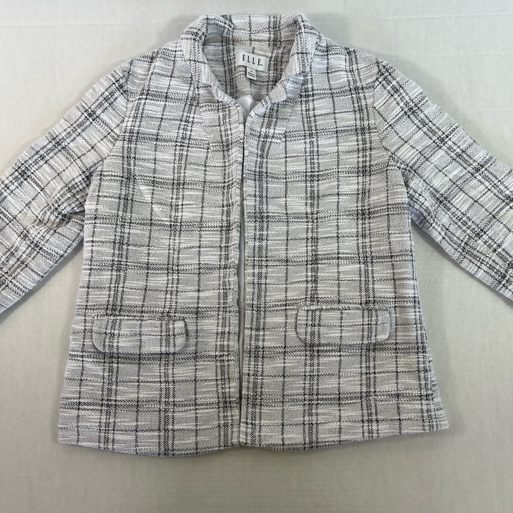 Elle Plaid Open Blazer Jacket Womens Size M